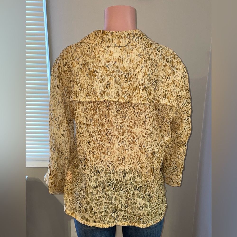 Ruby RD Leopard Print Sheer Button-Up Blouse - image 2